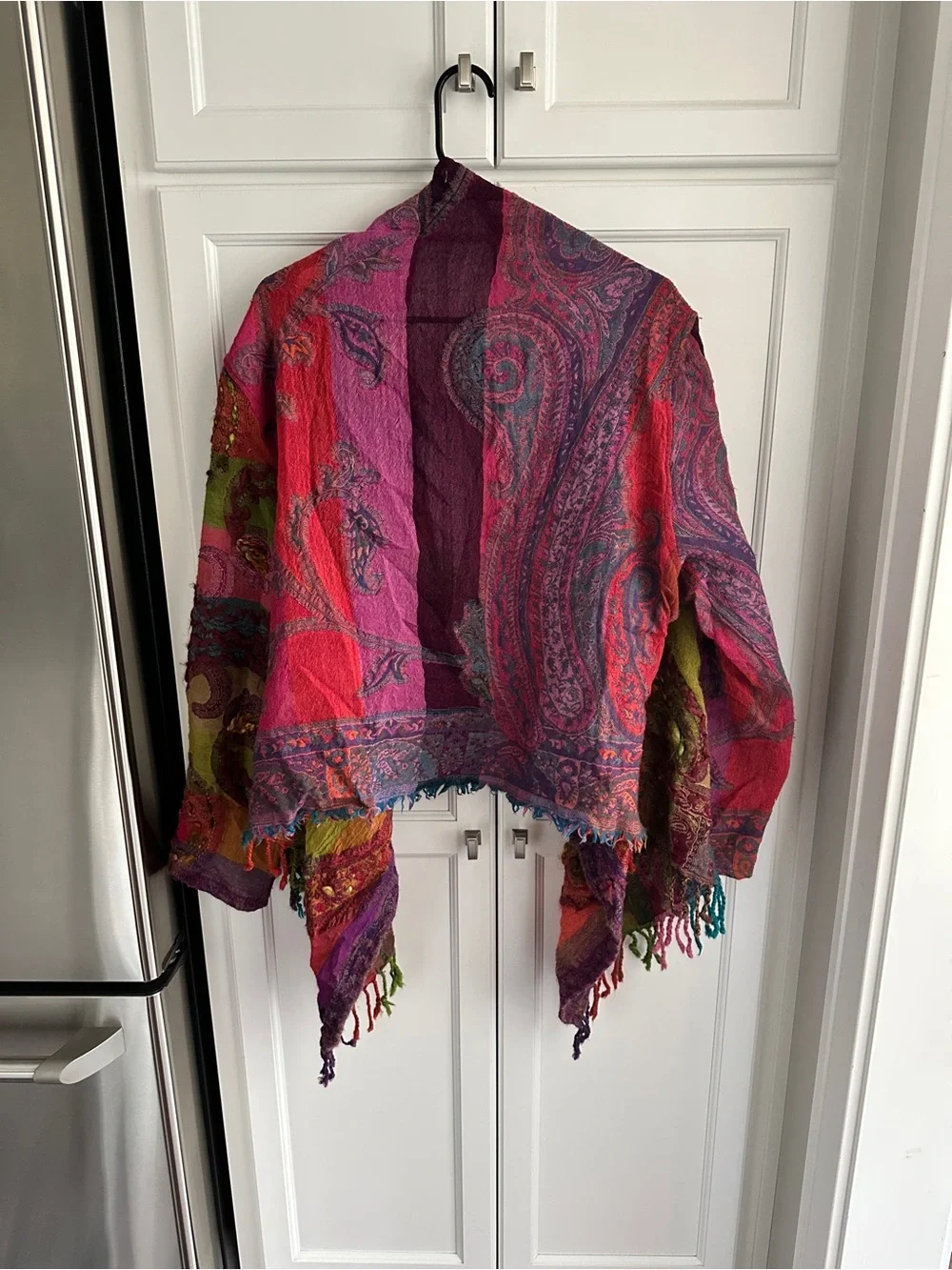 Anu Multicolor Wool Jacket Art to Wear Boho size XL